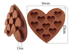 Molde silicona corazon con 10 corazoncitos